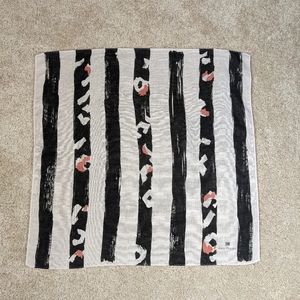 Issey Miyake Linen Cotton Striped Geometric Design Handkerchief Scarf